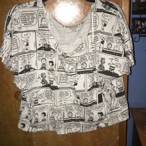 peanuts comic crop top